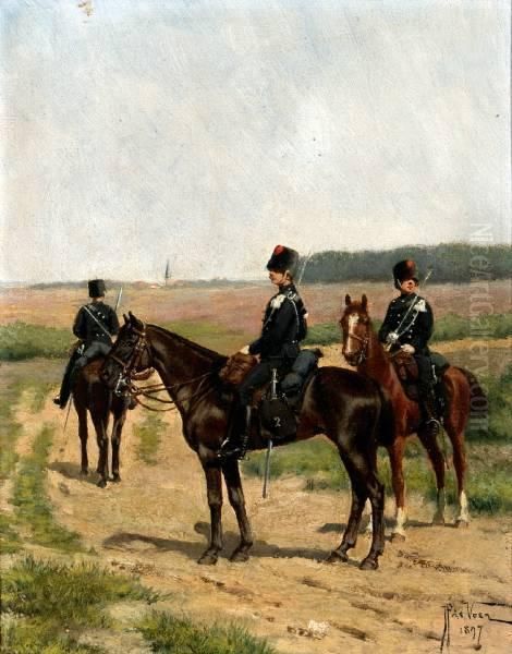 Pointe D'avantgarde Infant. Hollandais, 2mme Regiment Oil Painting by Justus Pietrus De Veer