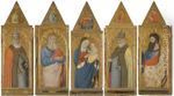 Five Panels From A Dismembered Polyptych: Oil Painting by Giovanni del Biondo