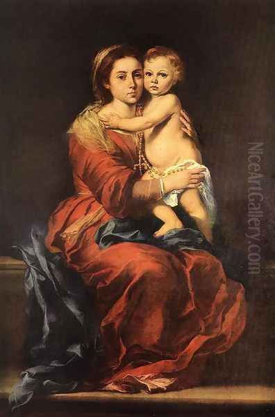 Virgin and Child with a Rosary 1650-55 Oil Painting by Bartolome Esteban Murillo