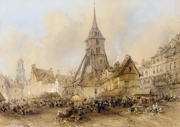 Honfleur Oil Painting by Thomas Richard Coleman Dibdin