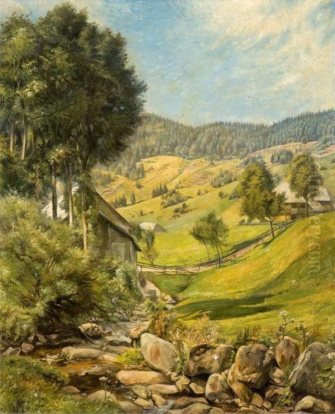 South German Landscape Oil Painting by Hans Dressler