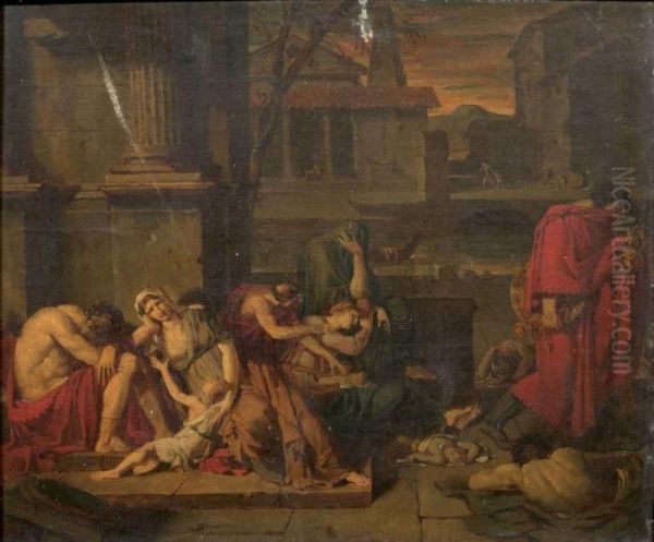 Scene De La Peste Oil Painting by Jean-Germain Drouais