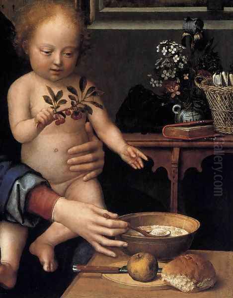 Virgin and Child with the Milk Soup (detail) c. 1515 Oil Painting by Gerard David