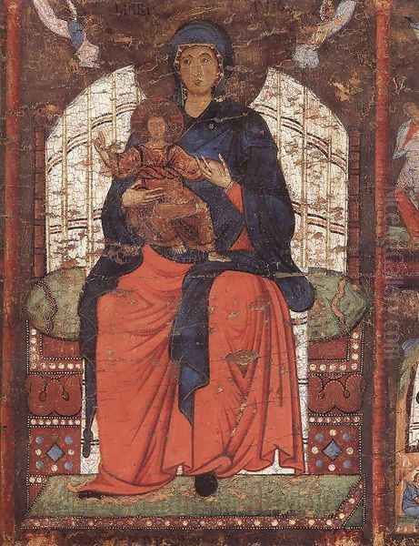 Virgin and Child Enthroned with Scenes from the Life of the Virgin (detail) 1270-75 Oil Painting by Italian Unknown Masters