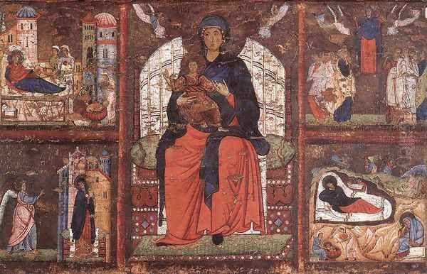 Virgin and Child Enthroned with Scenes from the Life of the Virgin 1270-75 Oil Painting by Italian Unknown Masters