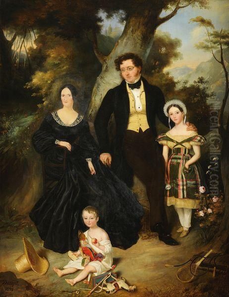 Portrait De La Famille Bastard Oil Painting by Charles B. Durupt