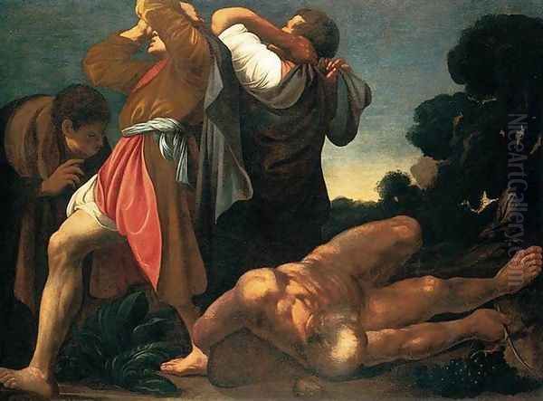 Drunkenness of Noah Oil Painting by Carlo Saraceni