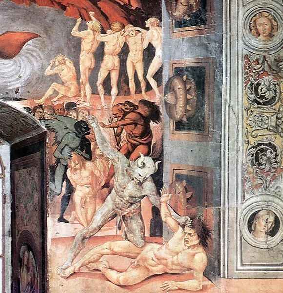 The Damned Being Plunged into Hell (detail-2) 1499-1502 Oil Painting by Francesco Signorelli