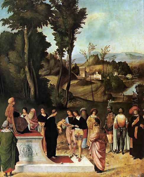 Moses Undergoing Trial by Fire 1502-05 Oil Painting by Giorgione