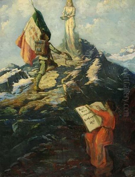 Monte Nero Conquistato Il 14 Giugno 1915 Oil Painting by Ermanno Fernbach