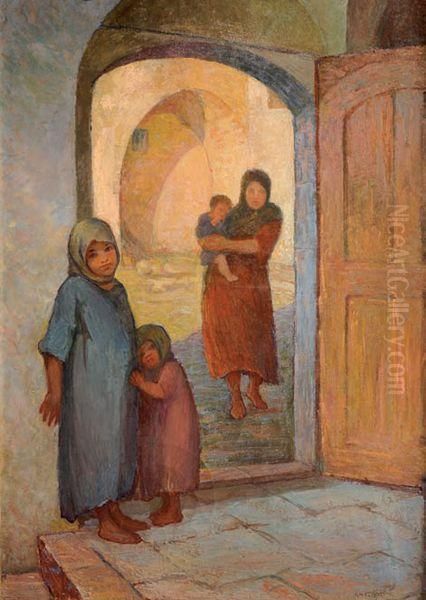 Famille Dans Le Maghreb Oil Painting by Anne-Marie Esprit