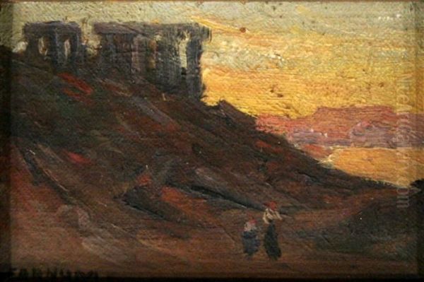 Figures On A Path Oil Painting by Herbert Cyrus Farnum