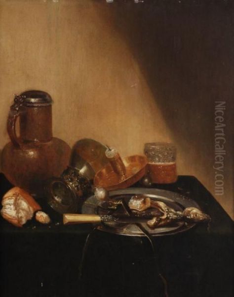 A Still Life With Herring Oil Painting by Juan Fernandez