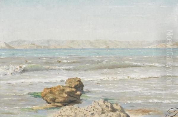 Sonnige Strandpartie Oil Painting by Helvetico Ferrario