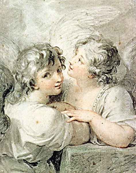 Two angels Oil Painting by Giovanni Battista Cipriani