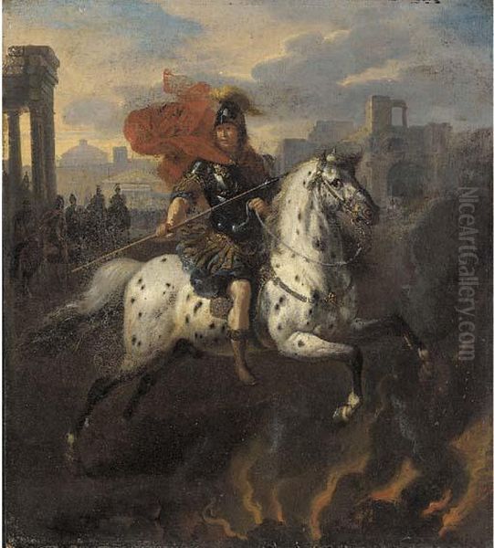 Marcus Curtius Oil Painting by Bertholet Flemalle