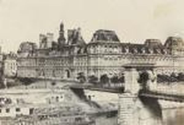 Hotel De Ville De Paris Des Monuments De Paris Oil Painting by Fr. Alphonse Fortier