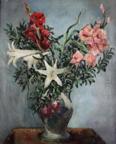 Still Life With Gladiolas Oil Painting by Eurilda Loomis France