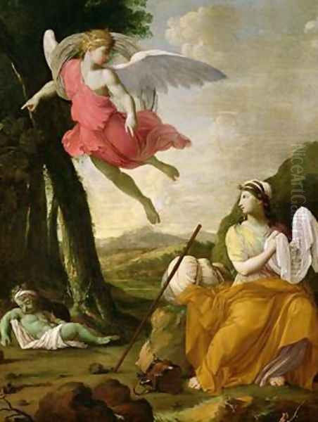 Hagar and Ishmael Rescued by the Angel Oil Painting by Eustache Le Sueur