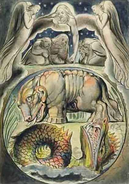 Behemoth and Leviathan after William Blake Oil Painting by John Linnell