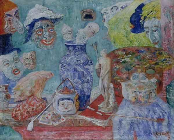 Still Life with Masks (Bric-a-Brac) 1896 Oil Painting by James Ensor