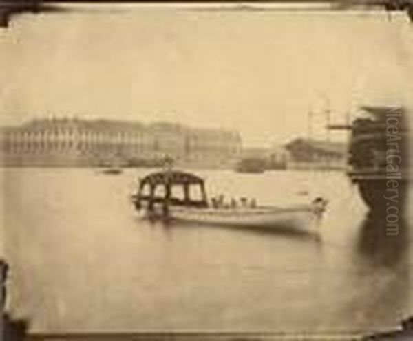 Bateaux Dans Le Port De Cherbourg Oil Painting by Charles Paul Furne