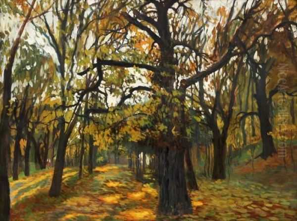 Oak Groove Oil Painting by Jindoich Furst