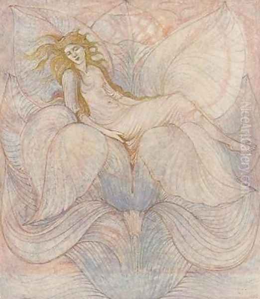 The Heart of the Lotus Oil Painting by Sir Edward Coley Burne-Jones