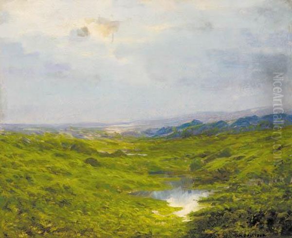 A Marshland Landscape With Mountains Beyond Oil Painting by Henry Hammond Gallison