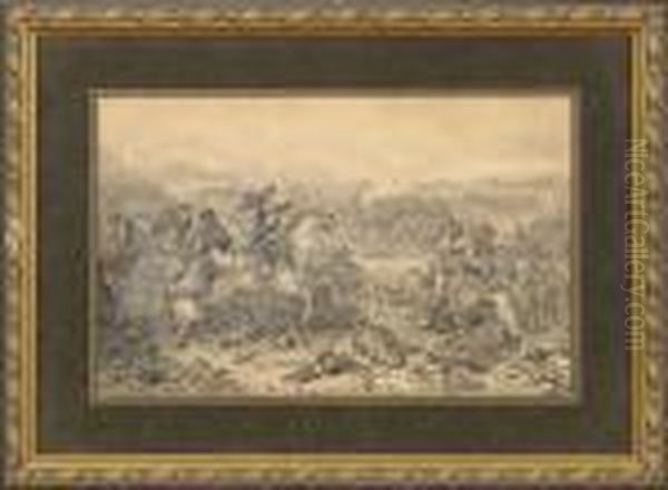 Battle Scene Oil Painting by Franz Gaul