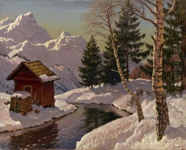 Winter Landscape Oil Painting by Germashev Mikhail