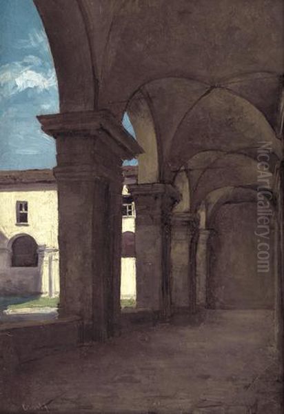 Porticato Del Liceo Di San Francesco Oil Painting by Amedeo Ghesio-Volpengo