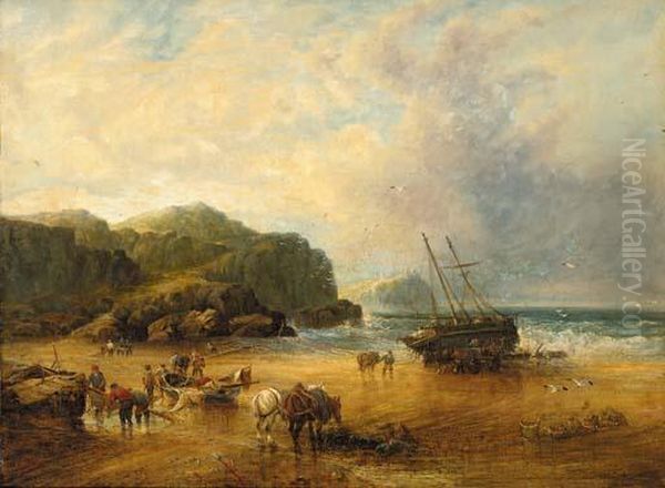 Northumbrian Coast Oil Painting by J. H. Gibb