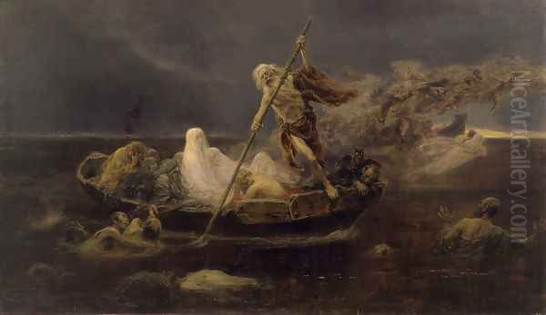 La Barca de Caronte (The Barque of Charon) Oil Painting by Jose Benlliure Y Gil