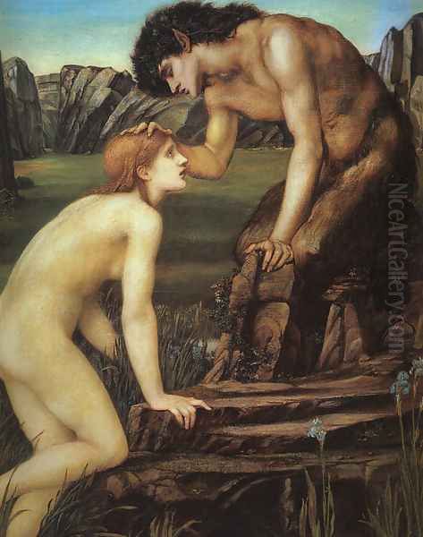 Pan and Psyche Oil Painting by Sir Edward Coley Burne-Jones