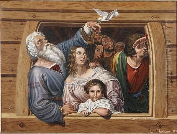 Noah And His Family Aboard The Ark Oil Painting by Joseph Grabmair