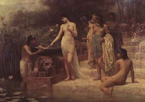 Pharaohs Daughter - The Finding of Moses 1886 Oil Painting by Edwin Longsden Long