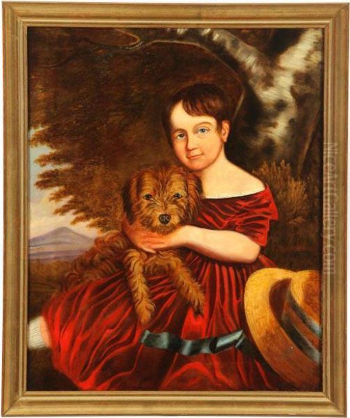 Portrait Of Child With Dog Oil Painting by Thomas Henry Gregg