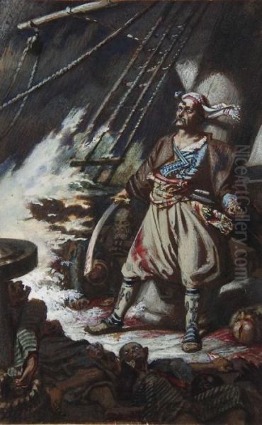 A Pirate Oil Painting by Philipp Grotjohann