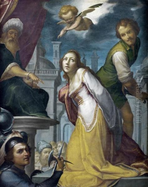 The Martyrdom Of Saint Agnes Oil Painting by Paolo Guidotti Borghese