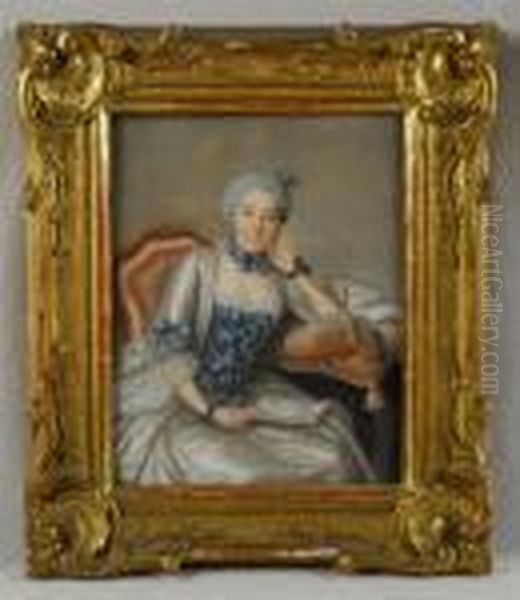 Portrait Of A Lady Seated Holding A Letter Oil Painting by Jean-Francois Guillebaud