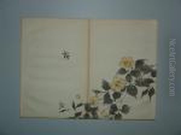 A Sujet De Fleurs Et Insectes Oil Painting by Mochizuki Gyokusen