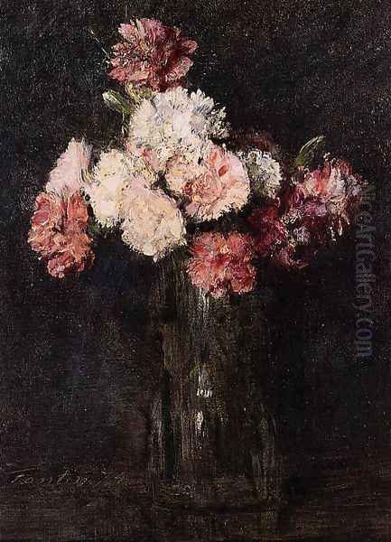 Carnations in a Champagne Glass Oil Painting by Ignace Henri Jean Fantin-Latour