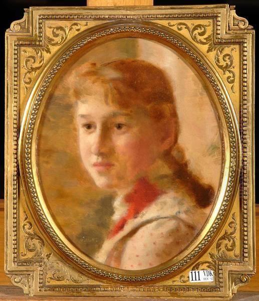 Portrait De Jeune Fille Oil Painting by Francois Joseph Halkett