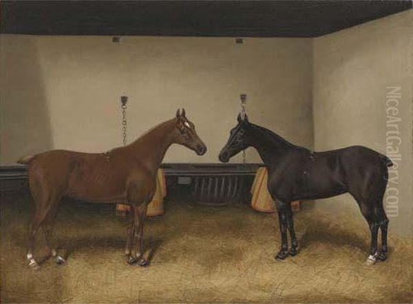 Stable Companions Oil Painting by E. Hally