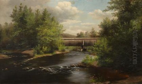 Covered Bridge, Pennsylvania Oil Painting by Clawson Shakespeare Hammitt