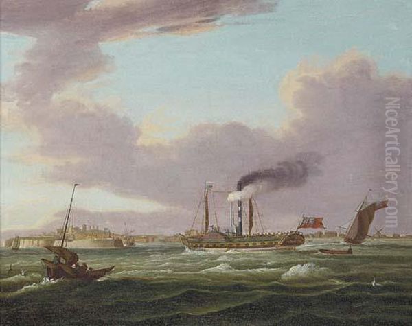 A Crowded Steamer Coming Into Ramsgate Oil Painting by John Harwood