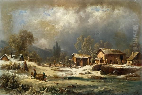 Motiv Aus Gallneukirchen In Oberosterreich Oil Painting by Carl Haunold