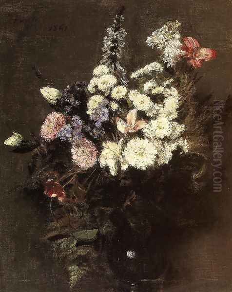 Autumn Flowers Oil Painting by Ignace Henri Jean Fantin-Latour