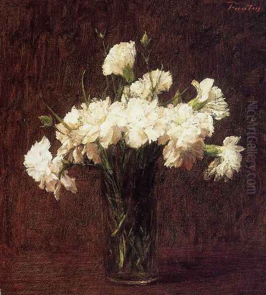 White Carnations Oil Painting by Ignace Henri Jean Fantin-Latour